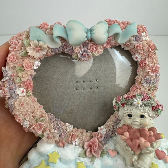 Small Vtg Dreamsicles Cherub Angel Heart Shape Picture You Picture Photo Frame - Picture 11 of 14